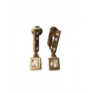 Givenchy Gold Tone Clip-On Earrings with Crystal Accents